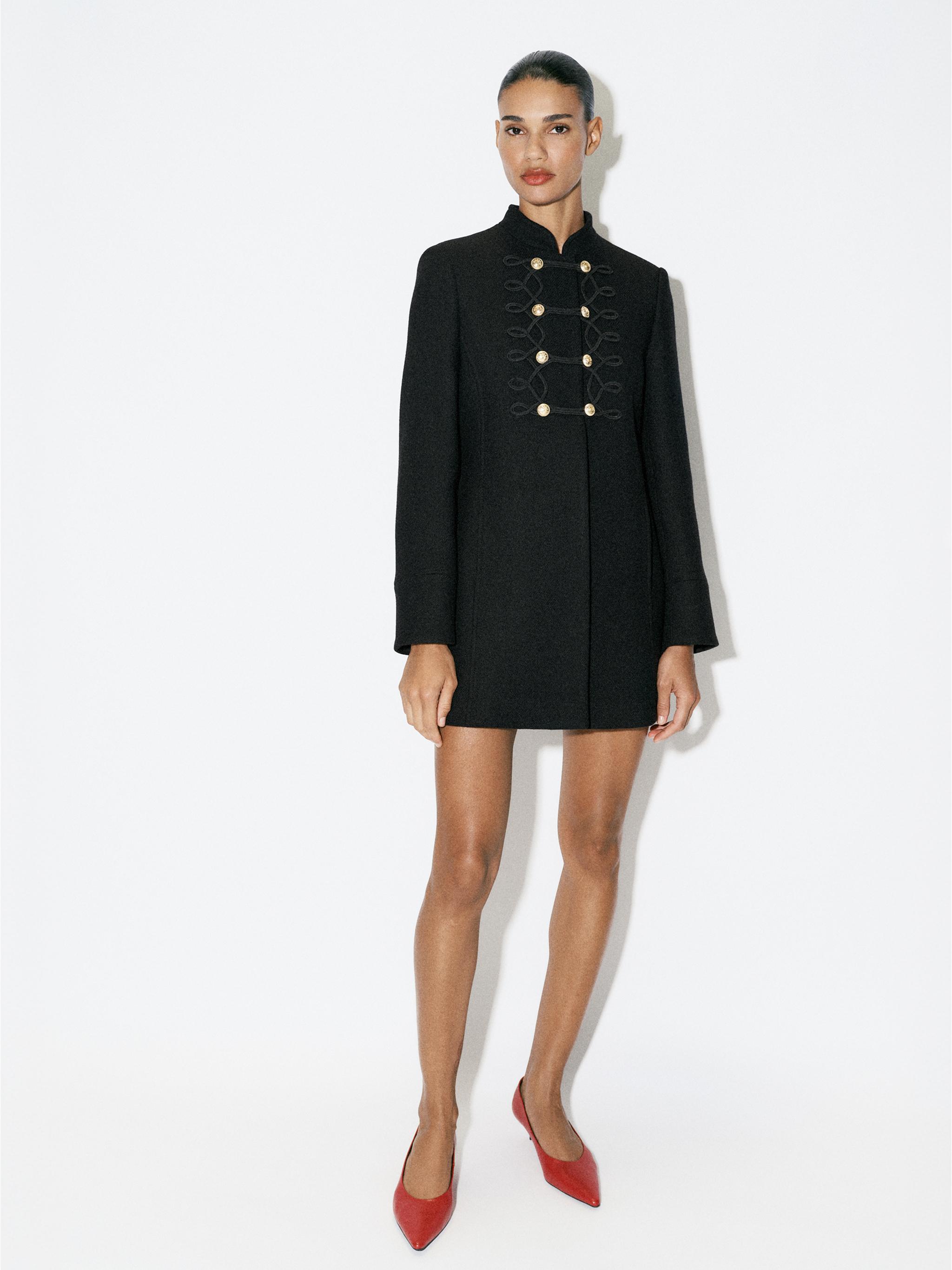 Wool Coat With Frog Fastening by Zara