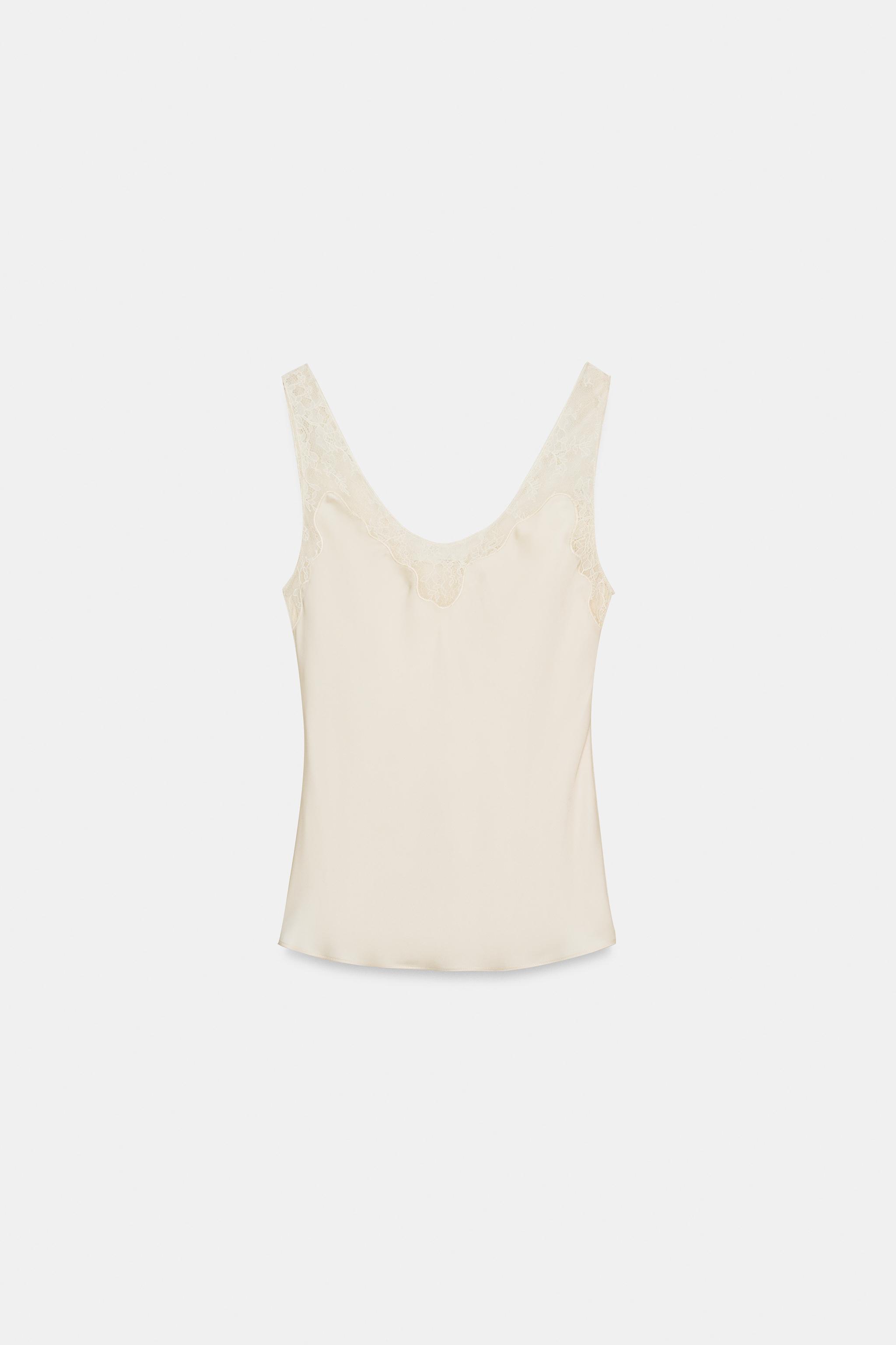 ZW COLLECTION SATIN LACE TOP - Ecru | ZARA South Africa