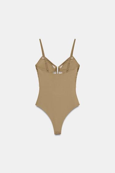 BODY ENCAJE EN POLYAMIDE - Vert olive de Zara - Image 10