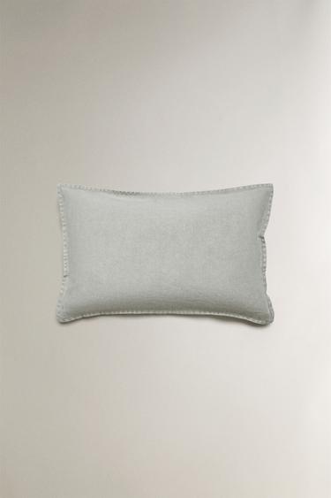 WASHED LINEN CUSHION COVER - Pearl grey by Zara - Image 0