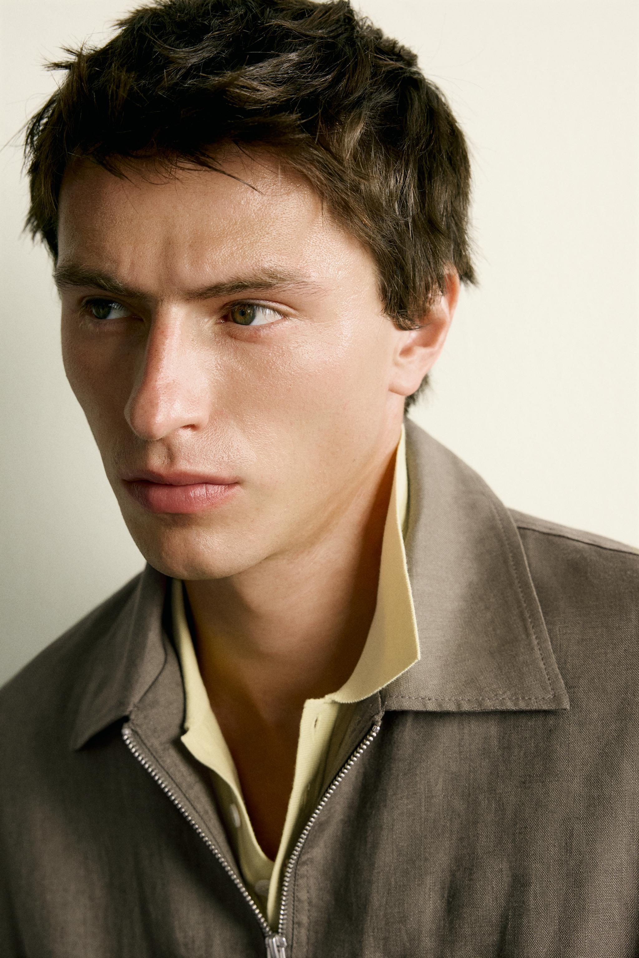 100% LINEN ZIP OVERSHIRT
