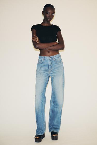 Zaras CROP T-SHIRT BOMULL MODAL - Svart