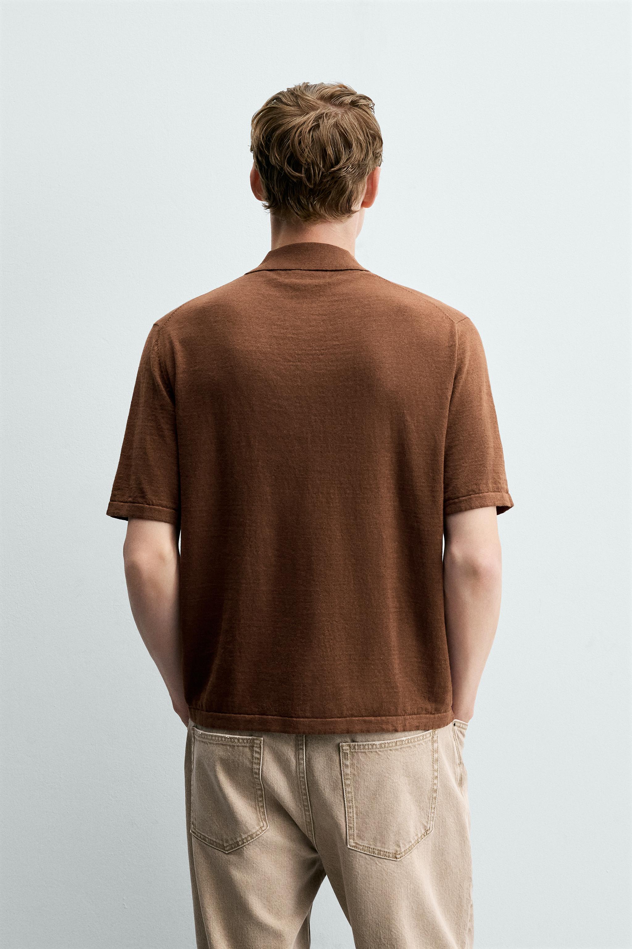 Мужские свитеры Zara HEMP COTTON BLEND KNIT POLO — фото 3