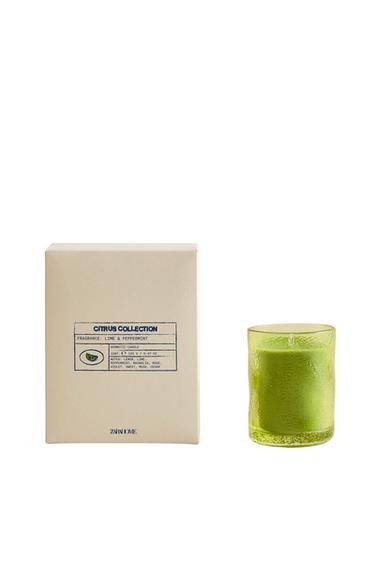 Zara (155 G) LIME & PEPPERMINT SCENTED CANDLE - Fluorescent lime