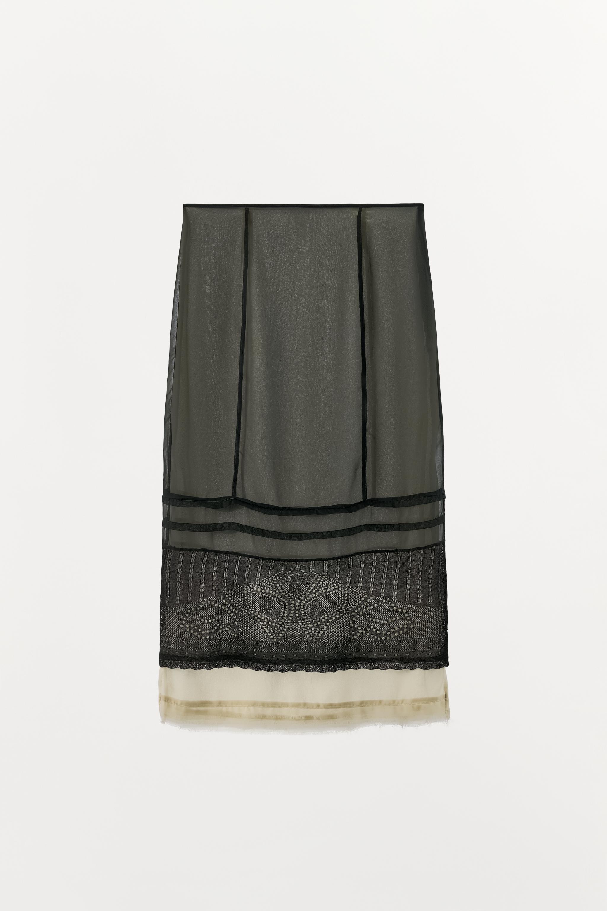 ORGANZA AND KNIT MIDI SKIRT