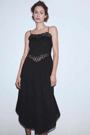 Zara LACE DRESS ZW COLLECTION - Black