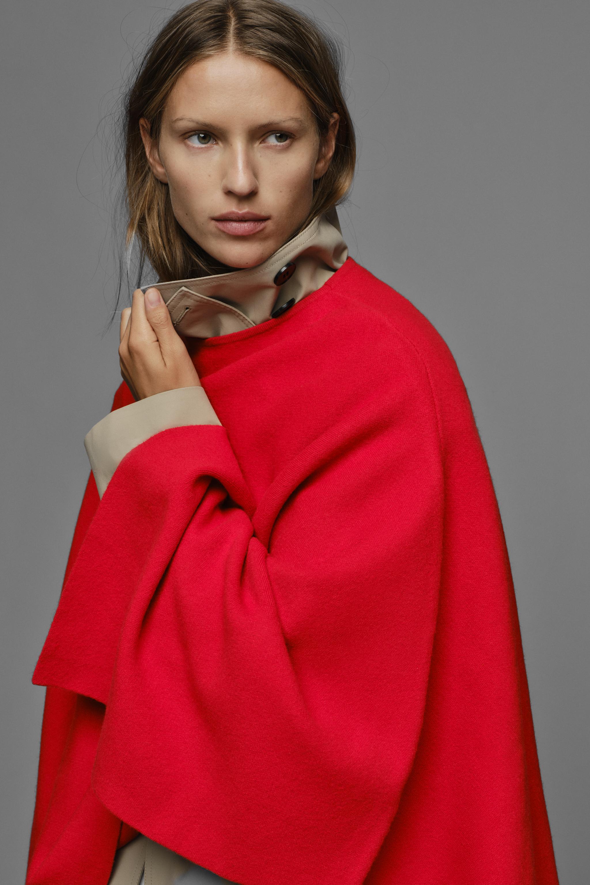 無地ニットケープ - レッド | ZARA Japan / 日本