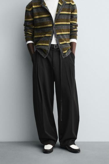 BALLOON TROUSERS WITH PLEATS AND BELT - Black by Zara - Image 1