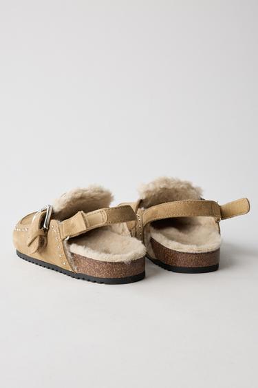 LEATHER LINED CLOGS - Beige by Zara - Image 4