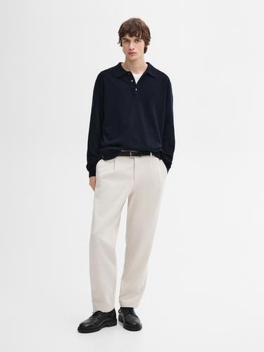 Jersey punto cuello polo 100% cashmere - Marino de Zara - Imagen 0