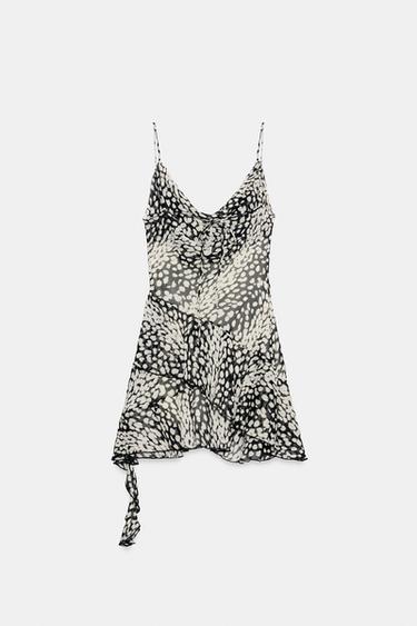 ASYMMETRIC PRINTED MINI DRESS - Black / White by Zara - Image 6