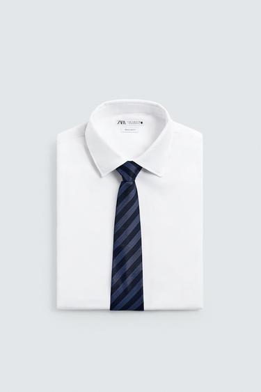 CRAVATE 100% SOIE À RAYURES - Bleu marine de Zara - Image 2