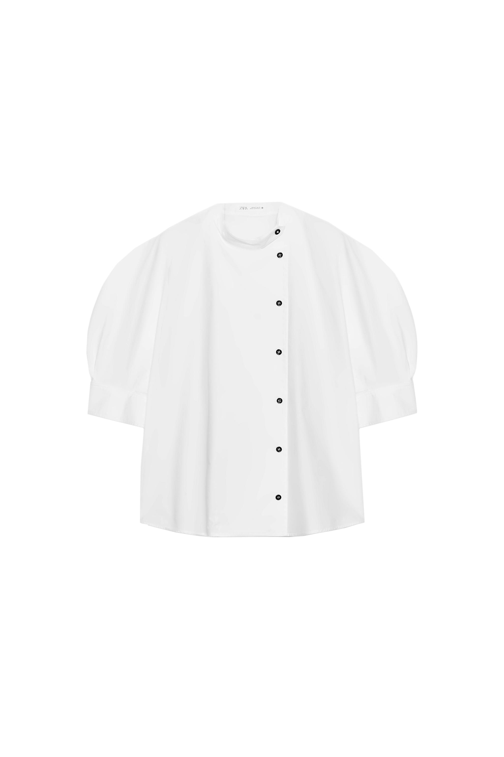 ZW COLLECTION BUTTONED POPLIN SHIRT - Blue/White | ZARA India