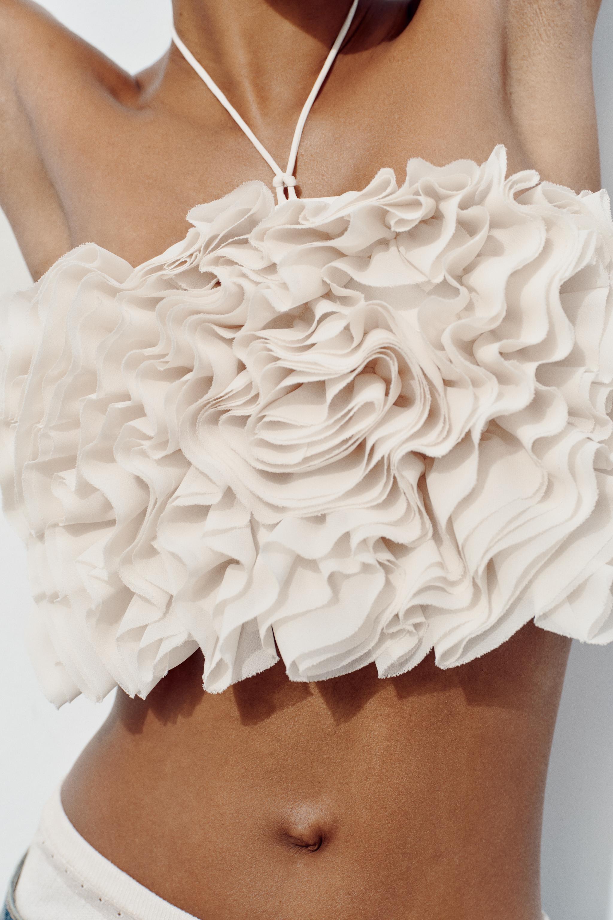 FLORAL BANDEAU TOP - Ecru | ZARA United States