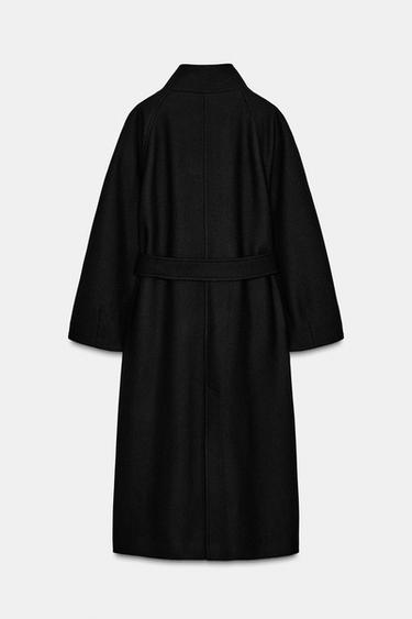 LONG WOOL COAT WITH HIGH NECK - Black by Zara - Image 2