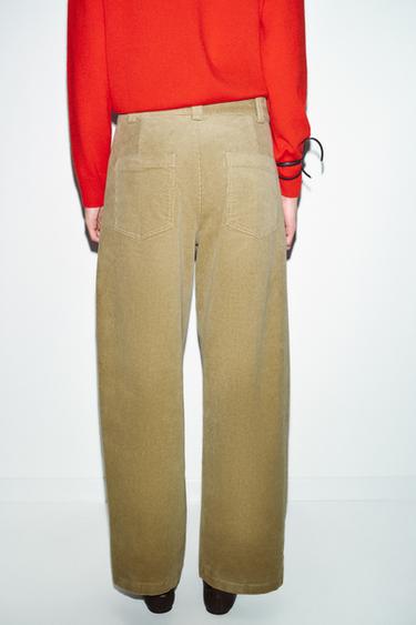 PANTALON EN VELOURS CÔTELÉ BARREL - Camel clair de Zara - Image 2