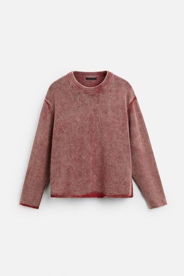 FADED TEXTURED SWEATER - Red by Zara - Image 6