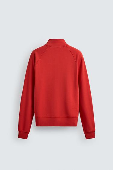 SWEAT RELAXED FIT ZIPPÉ CONTRASTANT - Rouge de Zara - Image 7
