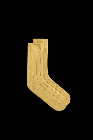 Zara RIBBED WOOL BLEND SOCKS AARON LEVINE X ZARA - Yellow - Image 0