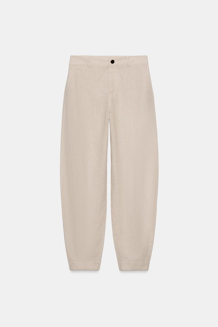 Pantalones rectos de mezcla de lino 6
