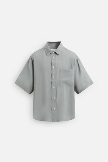 RELAXED FIT FLOWING SHIRT - Grey by Zara