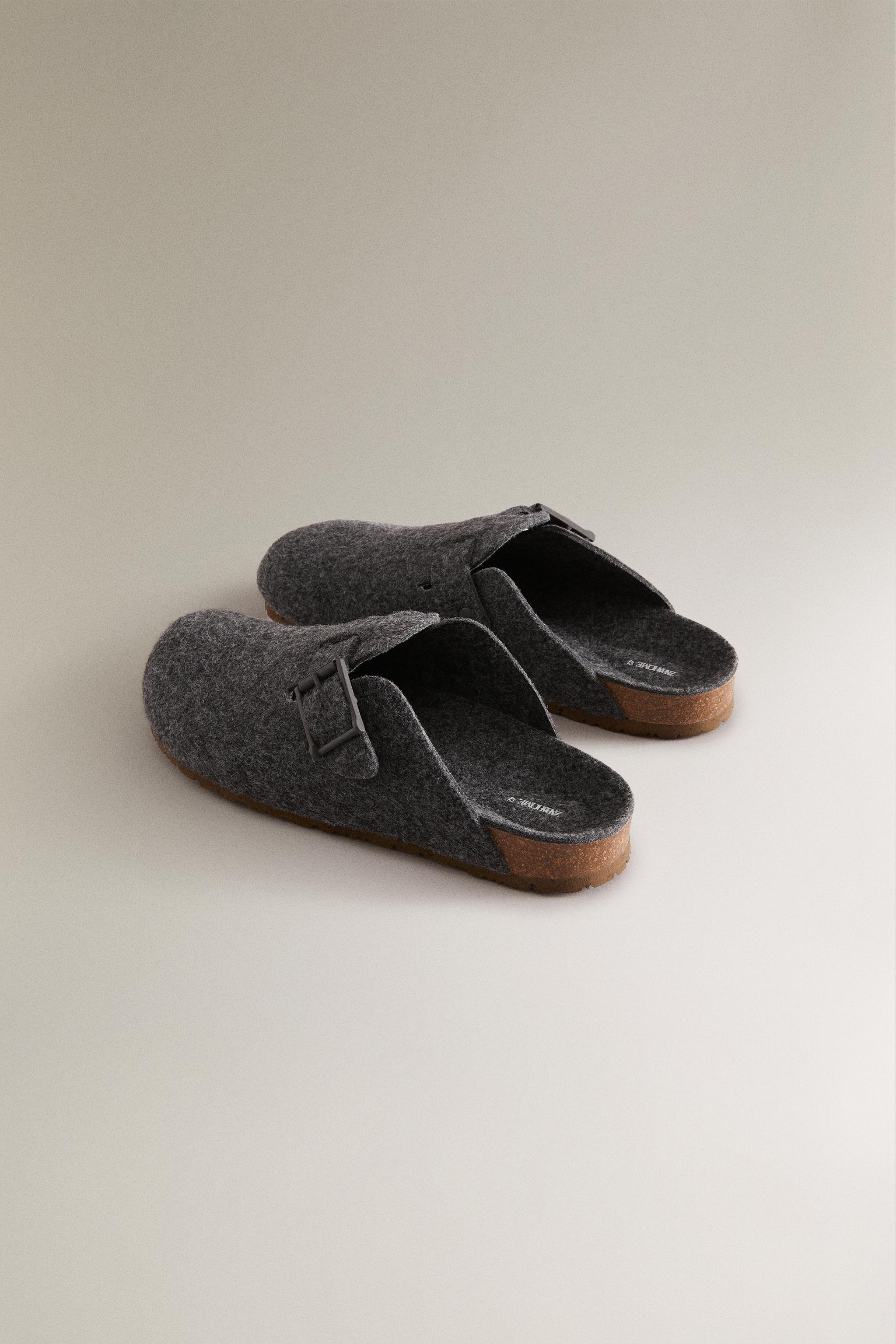バックル付フェルトサボサンダル - ブラウン | ZARA Japan / 日本 バックル付フェルトサボサンダル - ブラウン | ZARA Japan / 日本