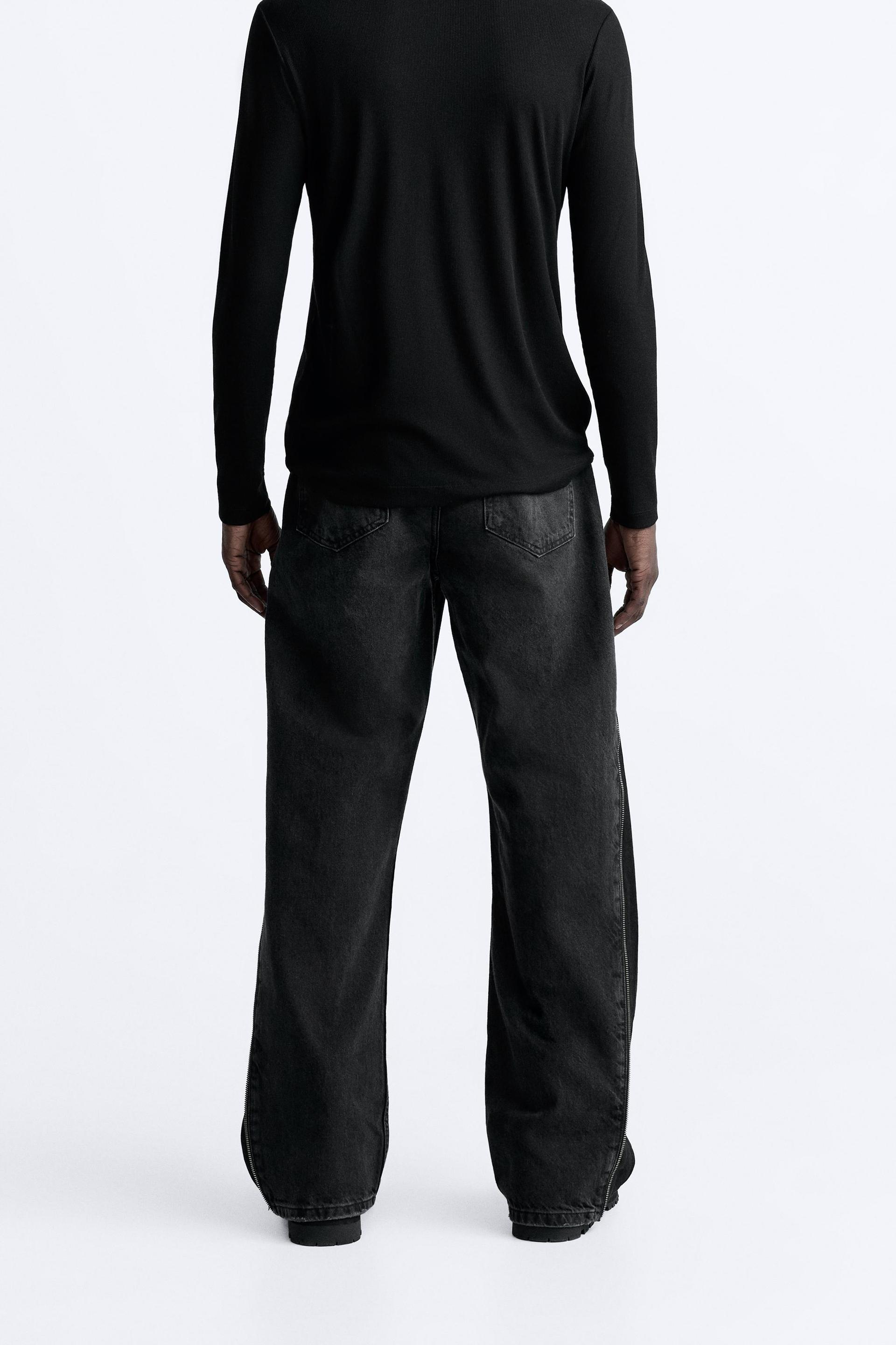 FLARED JEANS WITH ZIPS - Charcoal