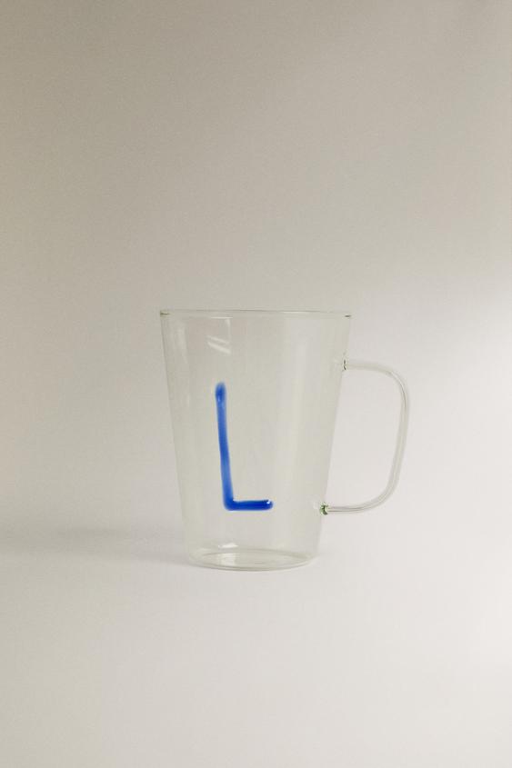CANECA DE BOROSSILICATO COM INICIAL L - Azul-claro da Zara - Imagem 0