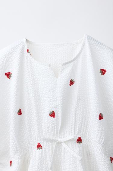 CAFTAN FRAISES BRODÉES - Rouge de Zara - Image 2