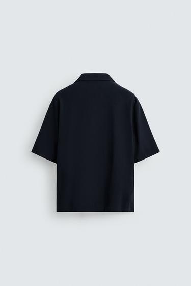 Zara RELAXED FIT FLOWY SHIRT - Navy blue