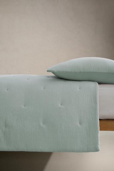CHILDREN'S PLAIN MUSLIN BEDSPREAD - Green by Zara - Image 2
