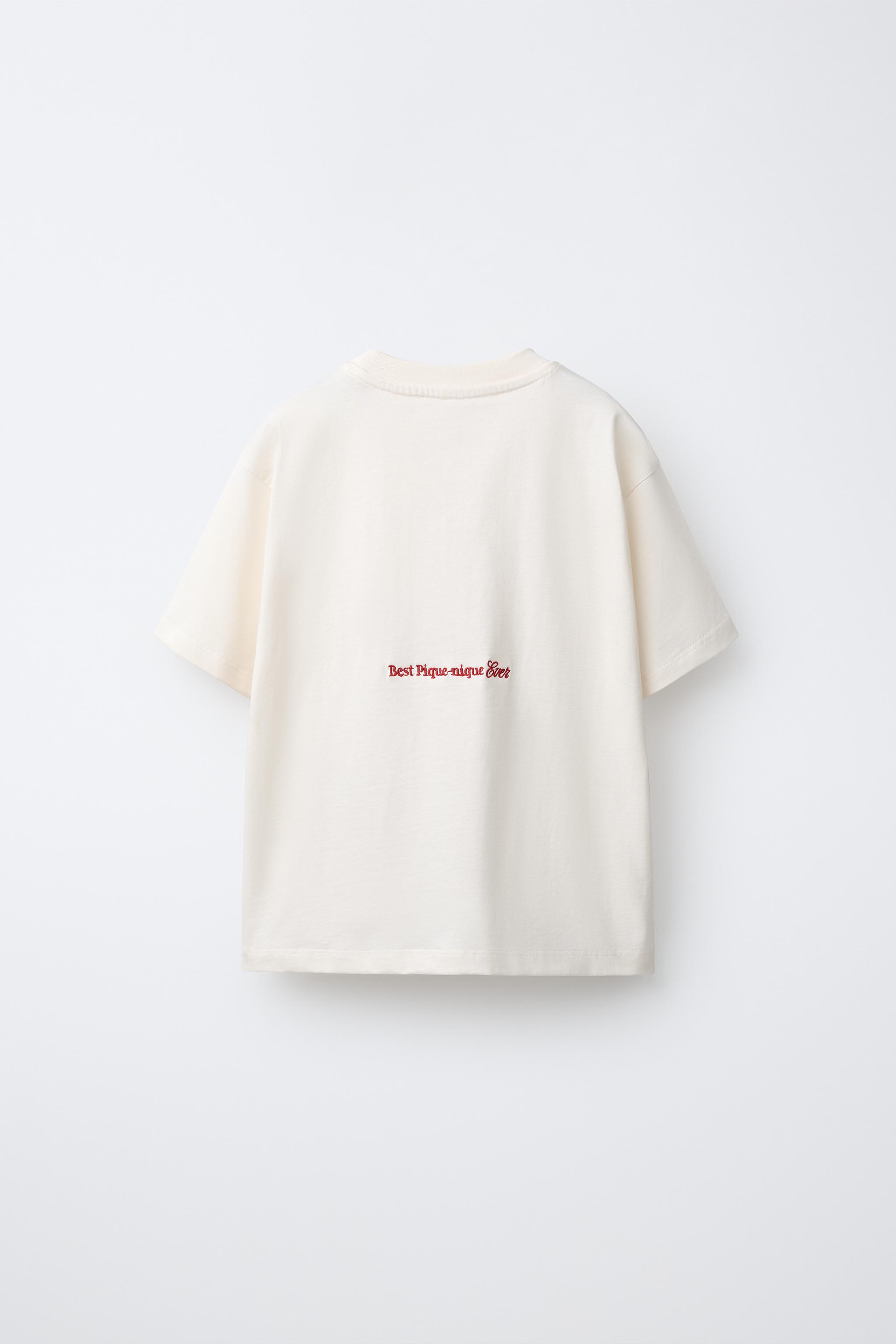 EMBROIDERED AND TEXT T-SHIRT
