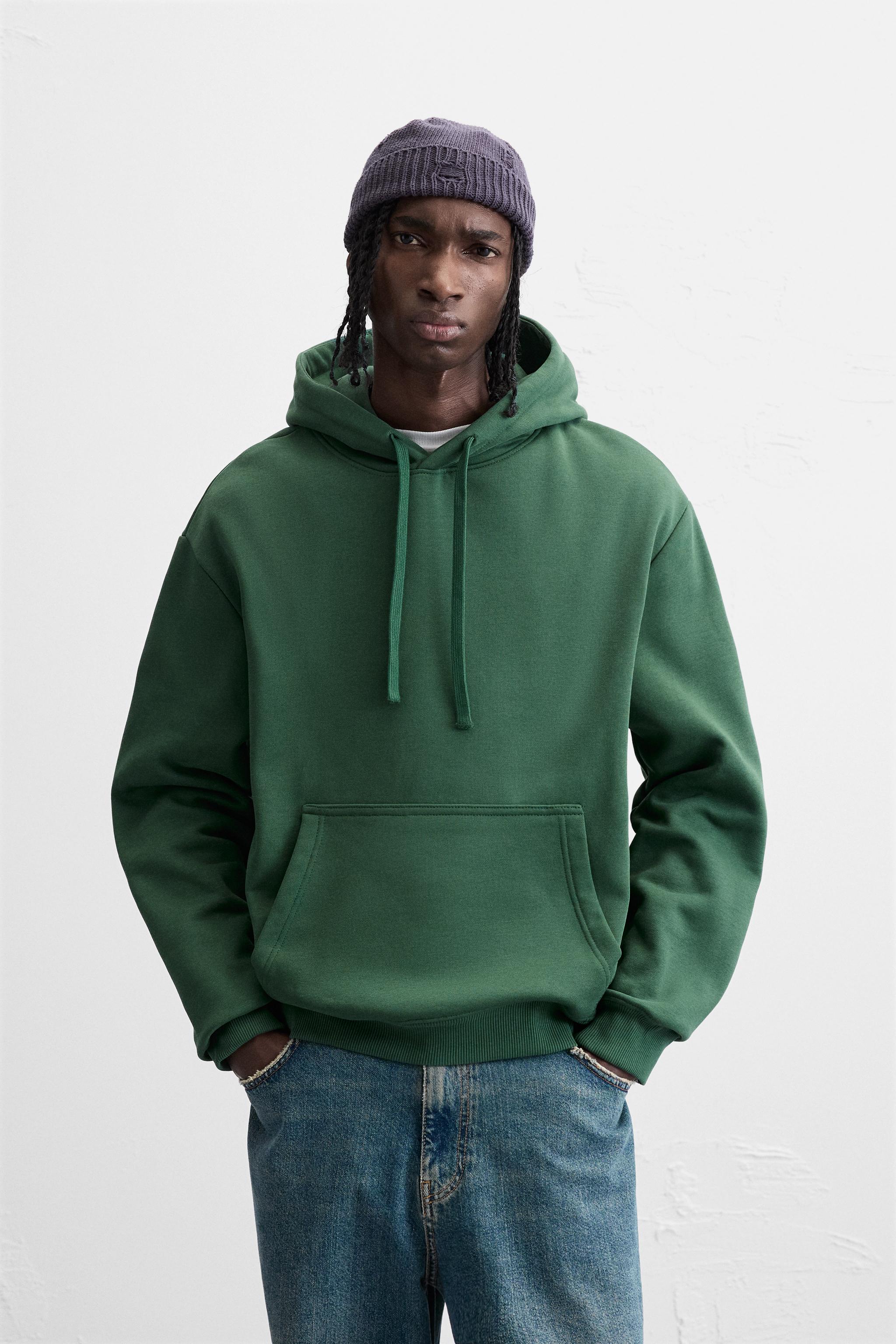 Zara green hoodie sale