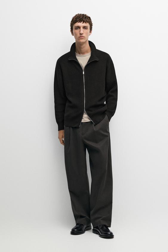 Zara 100% cotton ribbed knit cardigan - Black - Image 0
