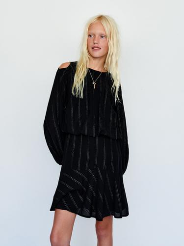 VESTIDO RAYAS BRILLO - Negro de Zara