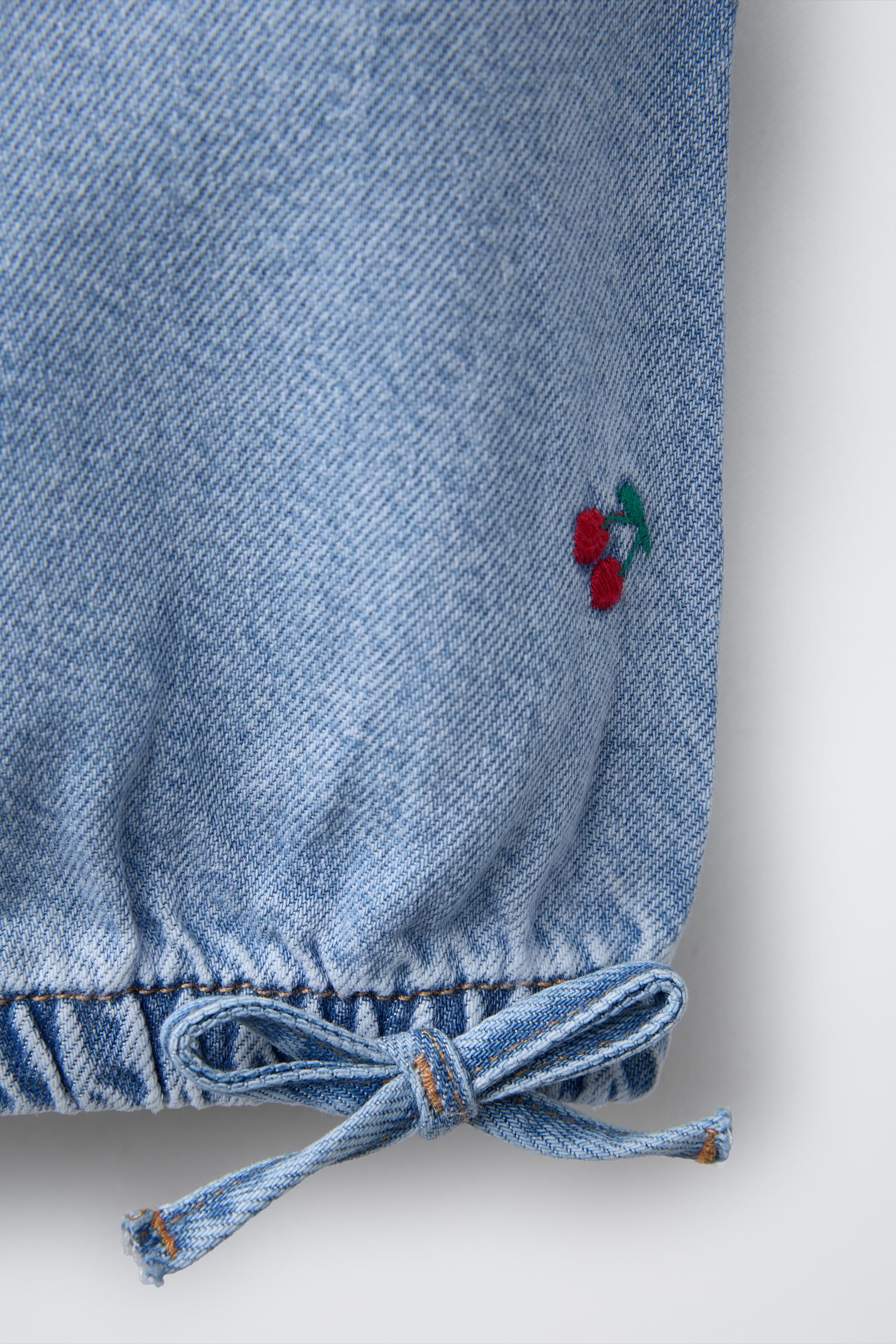 EMBROIDERED CHERRY DENIM SHIRT - Light blue | ZARA South Africa