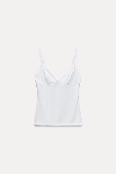 CAMISETA TIRANTES COSTURAS - Blanco de Zara