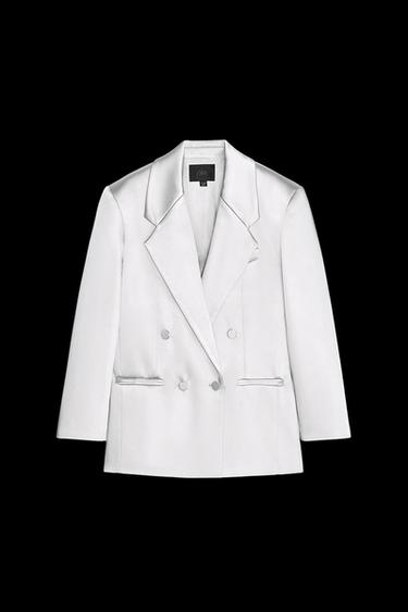 OVERSIZE-BLAZER AUS SATIN - Perlgrau von Zara - Bild 0