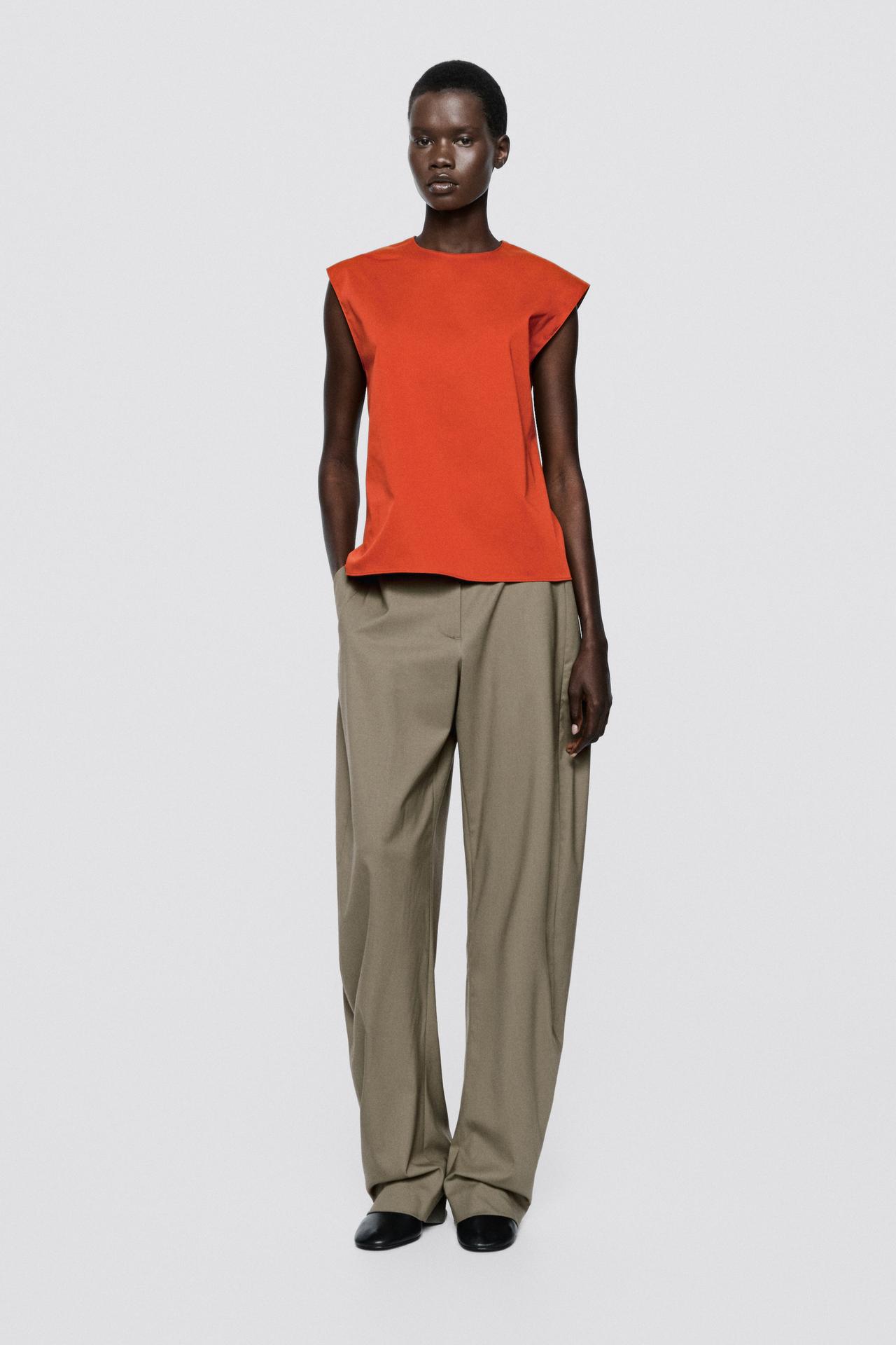 Cotton blend poplin top - LIMITED EDITION — Orange