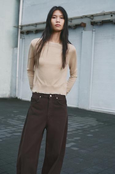 Zara 羊毛混紡拼接針織衫 - 沙色