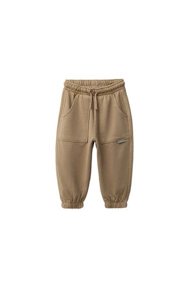 GARMENT DYE JOGGERS WITH LABEL - camel by Zara