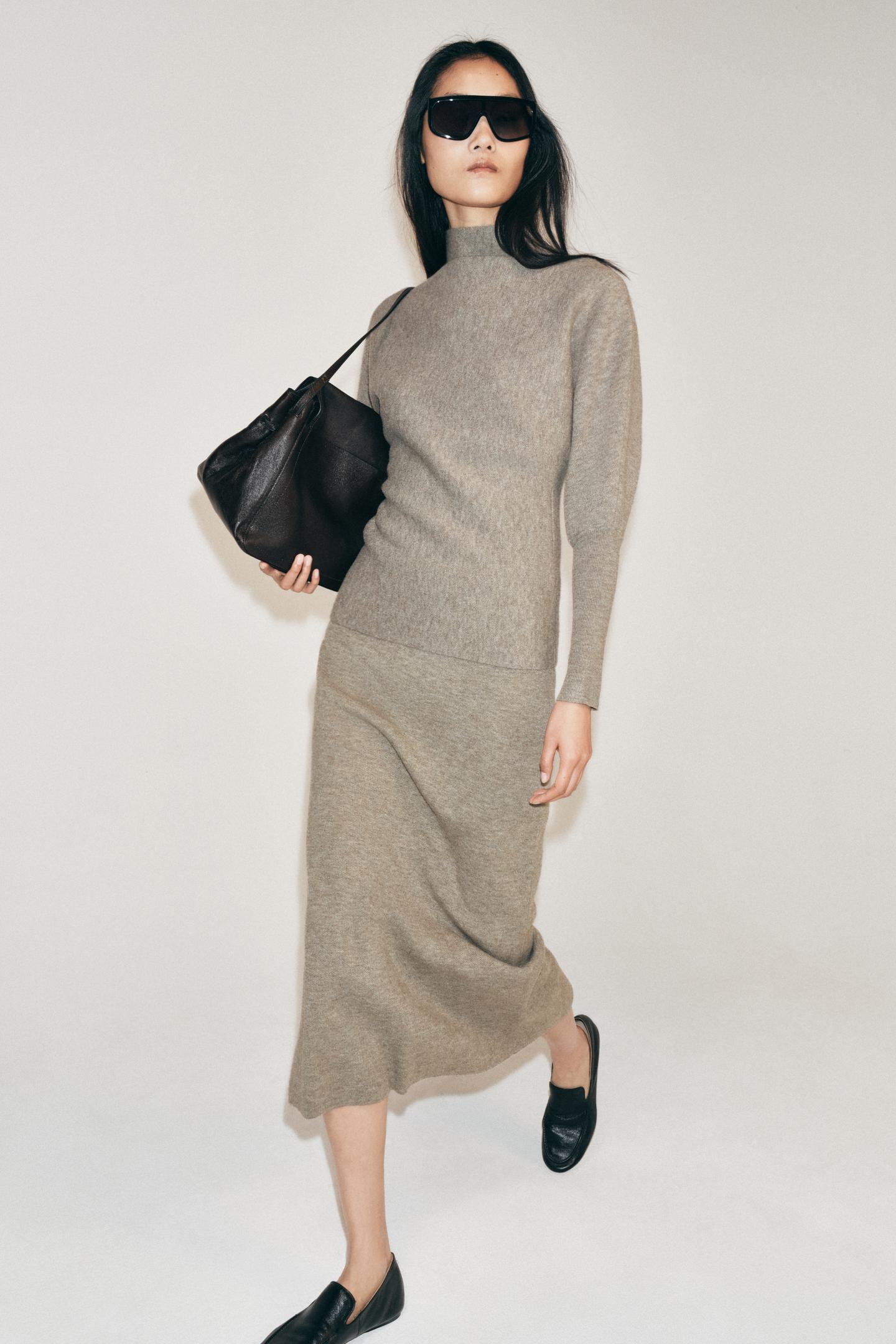 Женский свитер Zara High Neck Knit, цвет: Серо-коричневый серый — фото 4