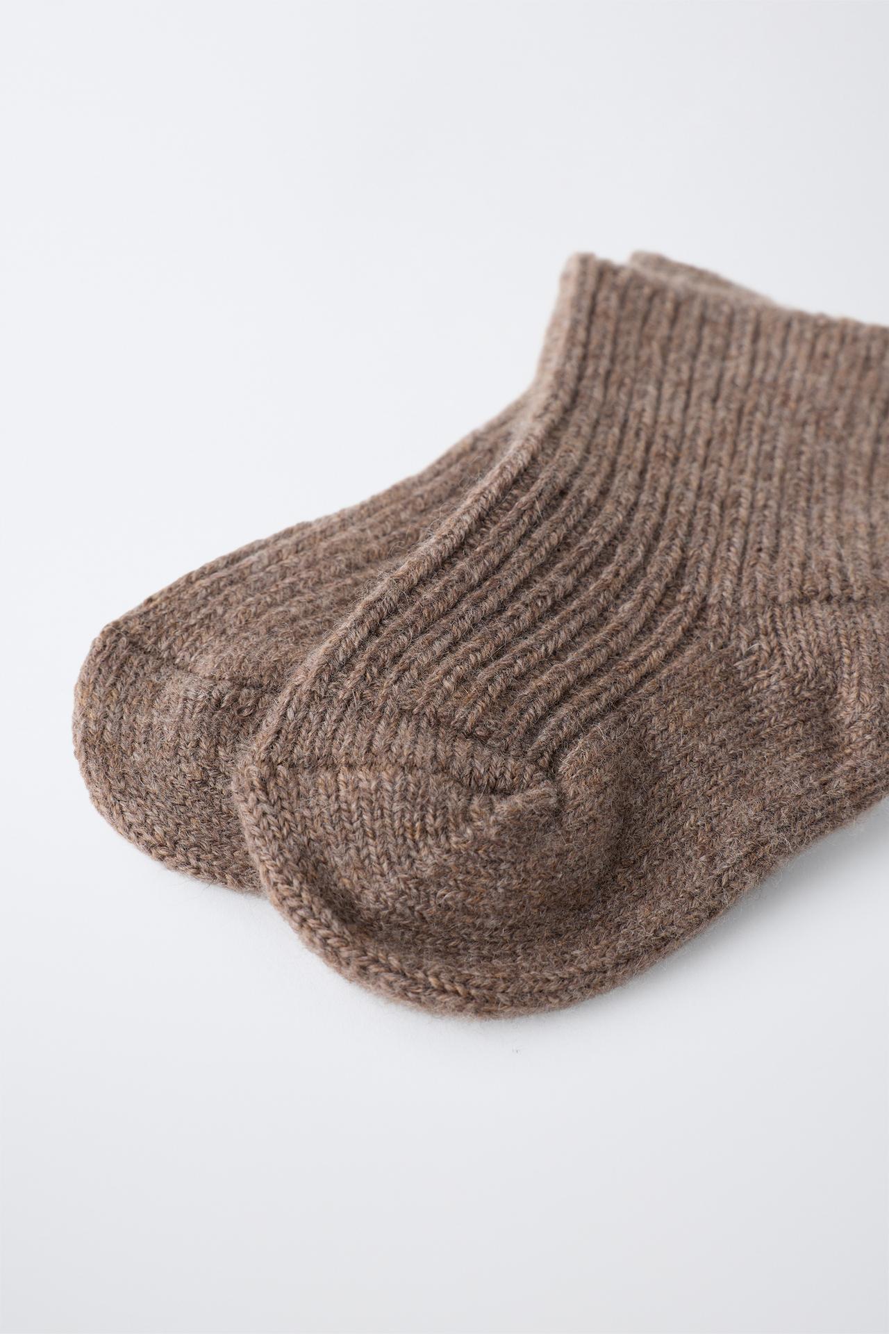 WOOL AND CASHMERE SOCKS — Brown