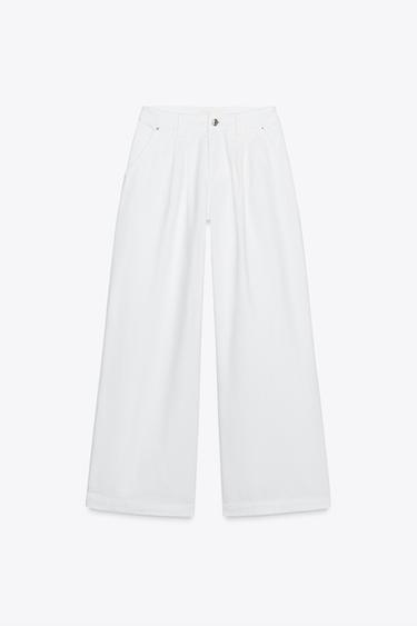 JEAN Z1975 WIDE LEG TAILLE NORMALE PINCES - Blanc de Zara - Image 3