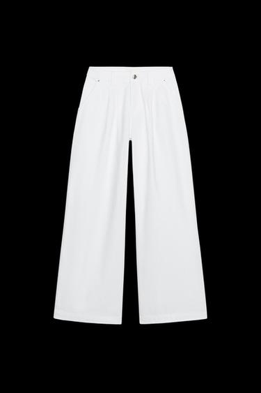 Z1975 MID-WAIST WIDE-LEG JEANS WITH PLEATS - White by Zara - Image 0