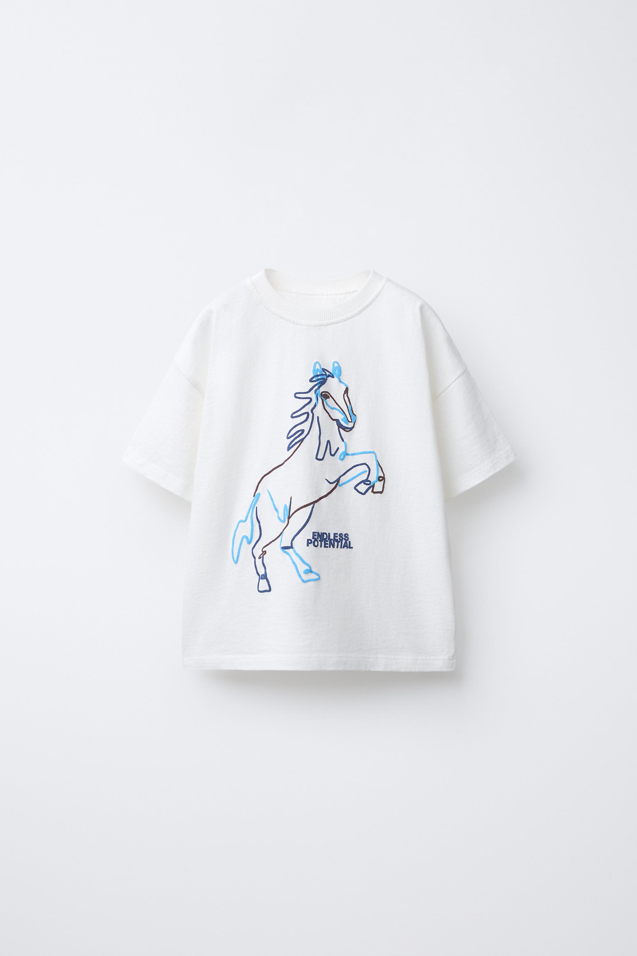 HORSE PRINT T-SHIRT — Ecru