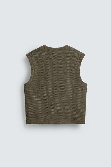 RELAXED FIT TEXTURED WAISTCOAT - ecru/khaki by Zara - Image 7