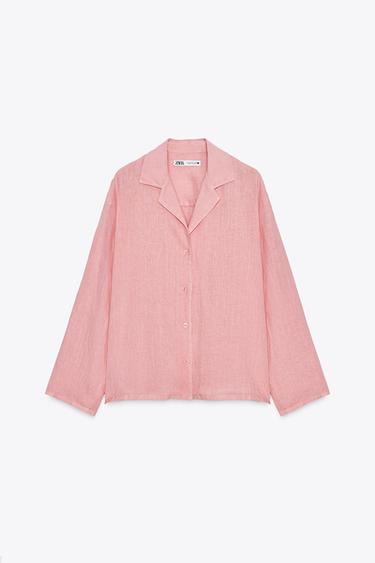 100% LINEN SHIRT ZW COLLECTION - Pink by Zara