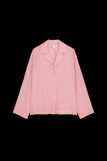 Zara 100% LINEN SHIRT ZW COLLECTION - Pink - Image 0