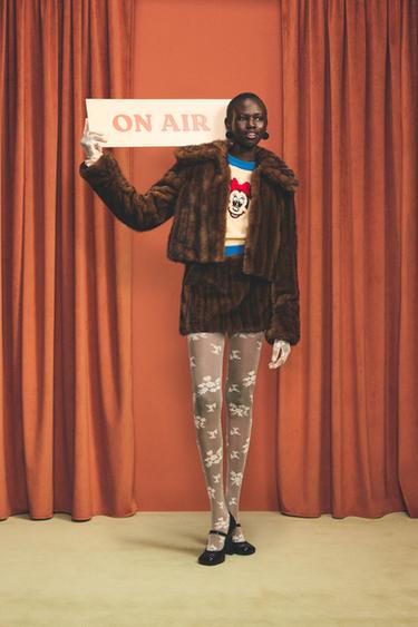 CROPPED FIT FAUX FUR JACKET HARRY LAMBERT FOR ZARA X DISNEY - Brown by Zara - Image 0